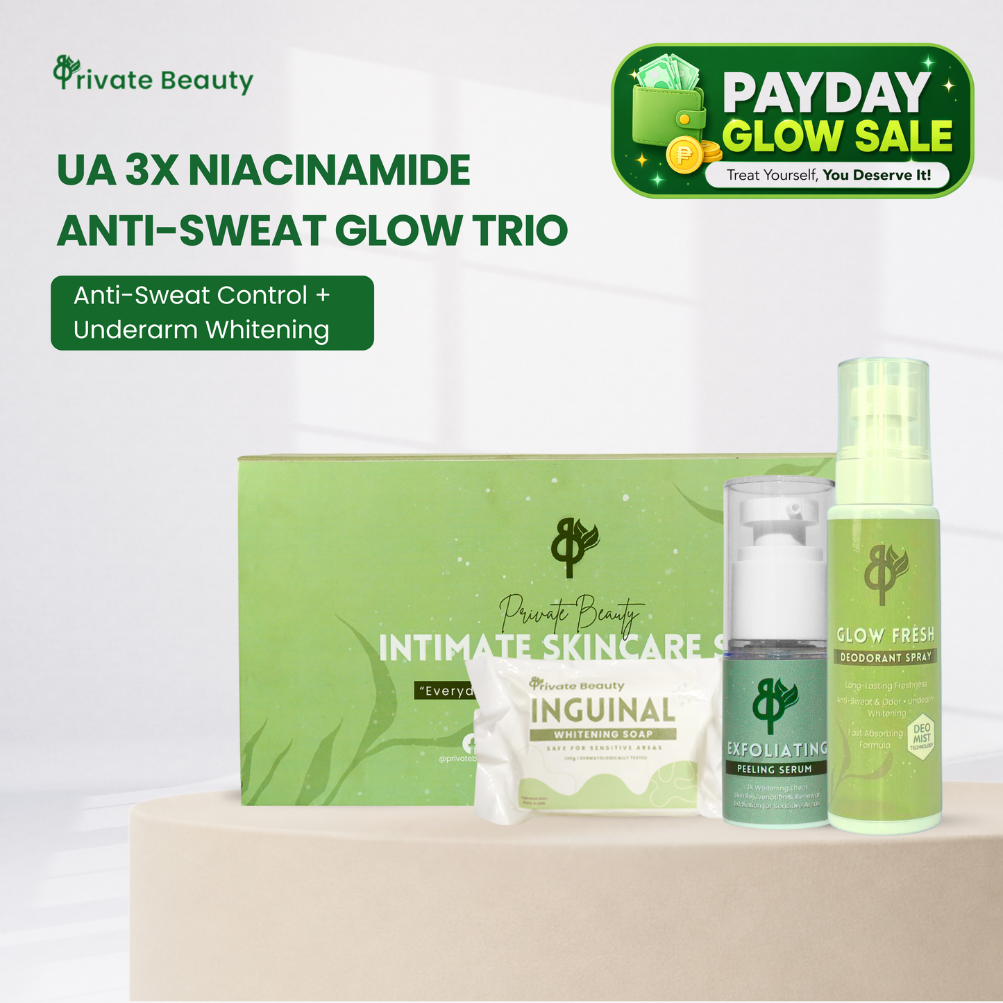 [PAYDAY SALE] Private Beauty UA 3X Niacinamide Anti-Sweat Glow Trio
